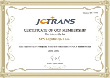 certyfikat członkostwa z jctrans