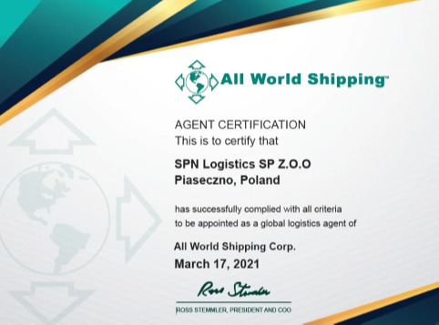 certyfikat all world shipping